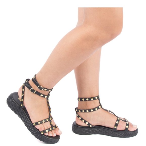 Shoes - Comfy Studded Strappy Sandals